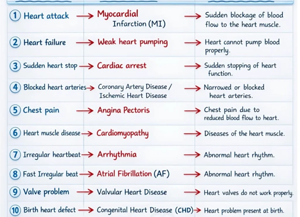 13 Common Heart Diseases Everyone Should Know Common Medical Names