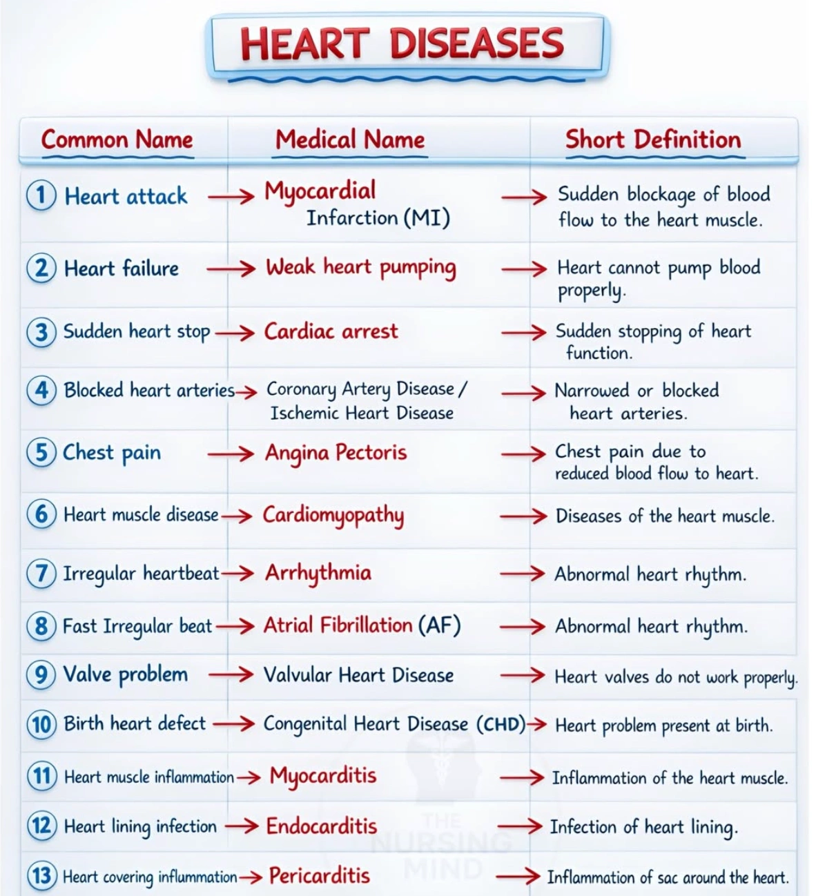 13 Common Heart Diseases Everyone Should Know Common Medical Names